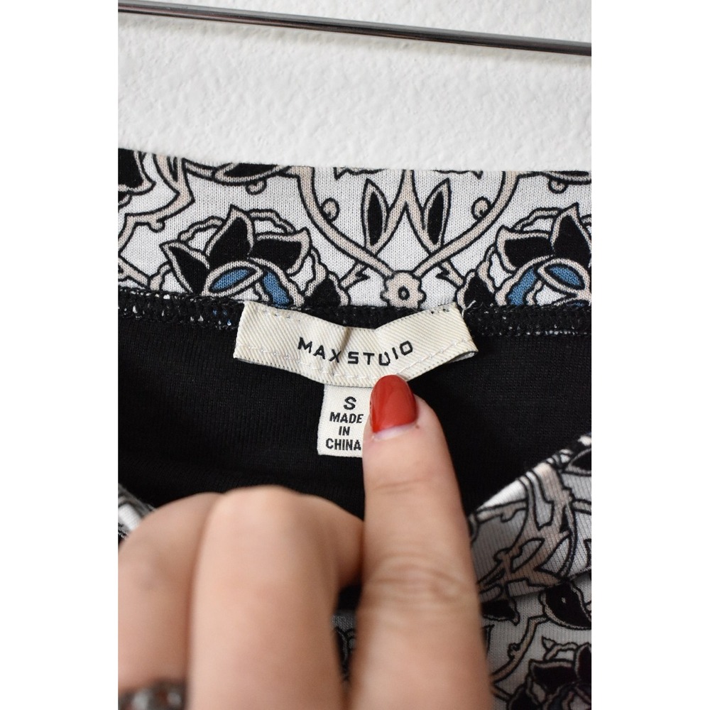 Max Studio Pencil Skirt Women S Black White Excellent Floral Medallion Print - Picture 5 of 6